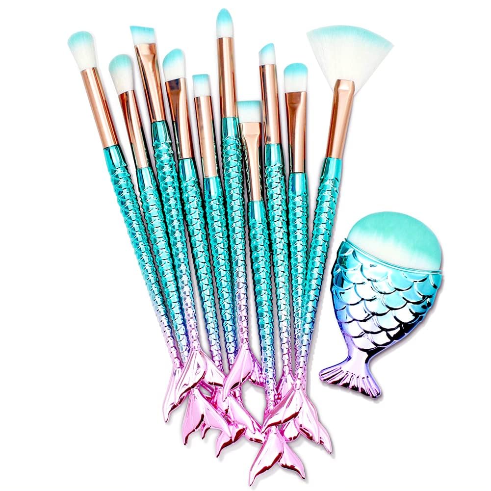 Elvessora 11 Piece Makeup Brush Set, Soft Blending Brushes for Foundation, Eyeshadow, Blush & More