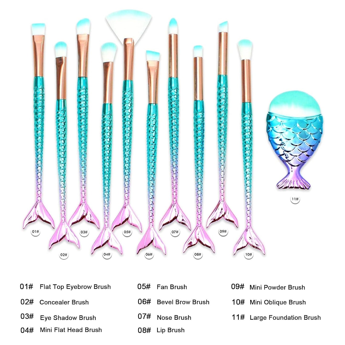 Elvessora 11 Piece Makeup Brush Set, Soft Blending Brushes for Foundation, Eyeshadow, Blush & More