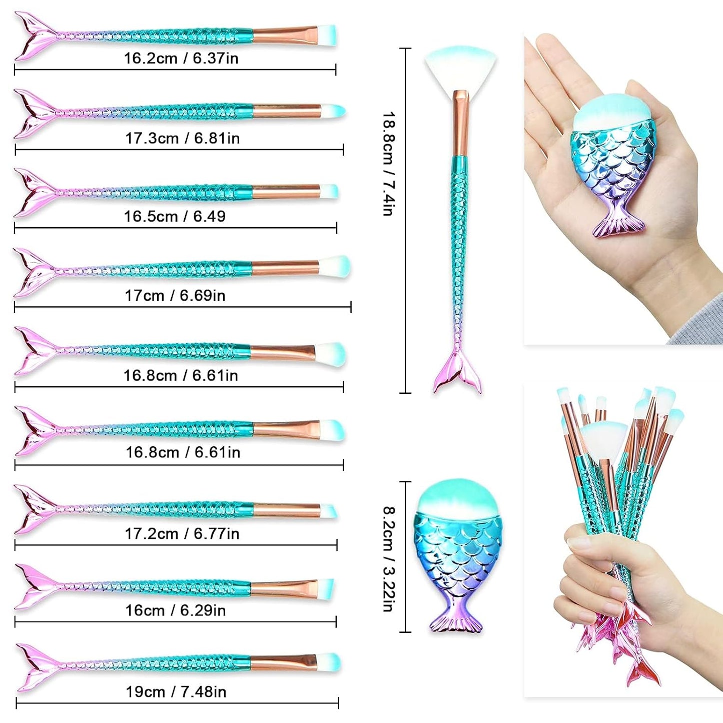 Elvessora 11 Piece Makeup Brush Set, Soft Blending Brushes for Foundation, Eyeshadow, Blush & More